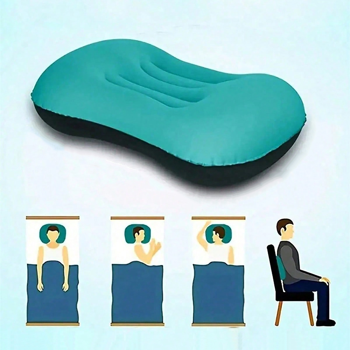 Travel Pillow Inflatable - 1개 접이식 압축 공기주입 여행용 베개