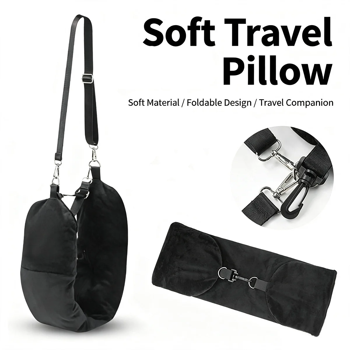 Travel Pillow Inflatable - 크리스탈 플리스 소재의 U자형 여행용 목베개,