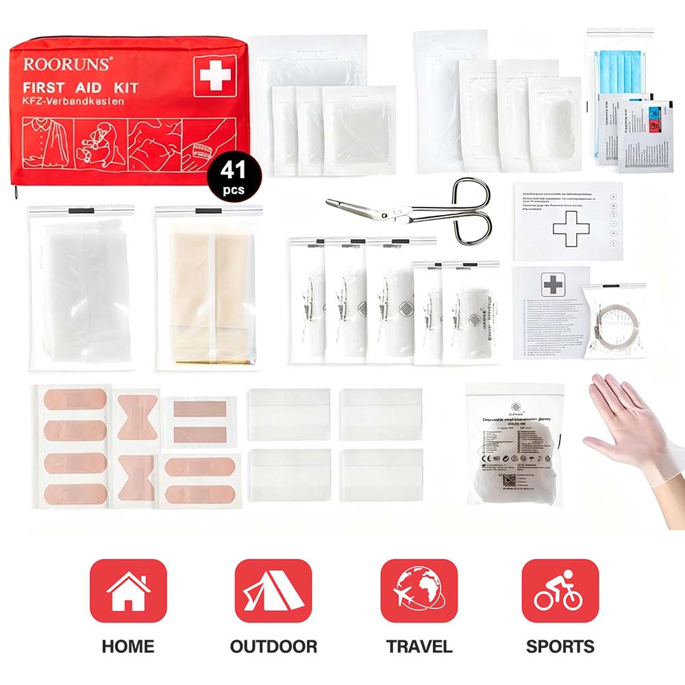 First Aid Travel Kit - 여행 필수품 구급상자 41종 레드 자동차