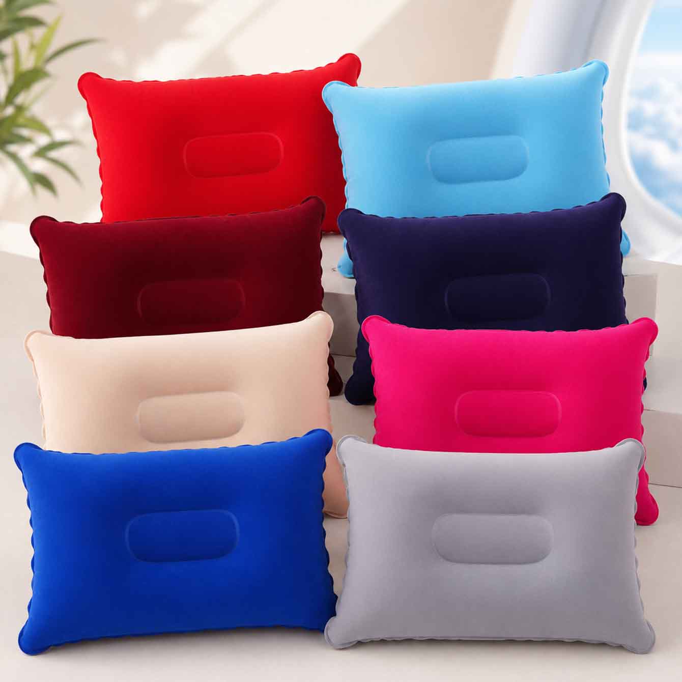 Travel Pillow Inflatable - 2팩 초경량 풍선 베개, 작은 사각형