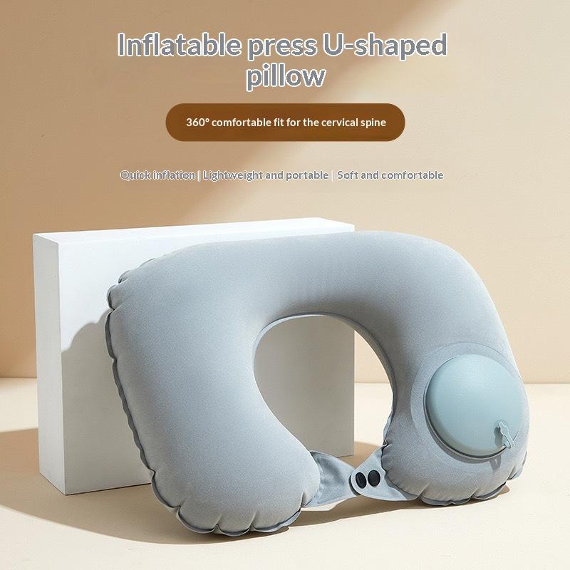 Travel Pillow Inflatable - 플로킹 셀프 인플레이터블 휴대용 목베개 접이식