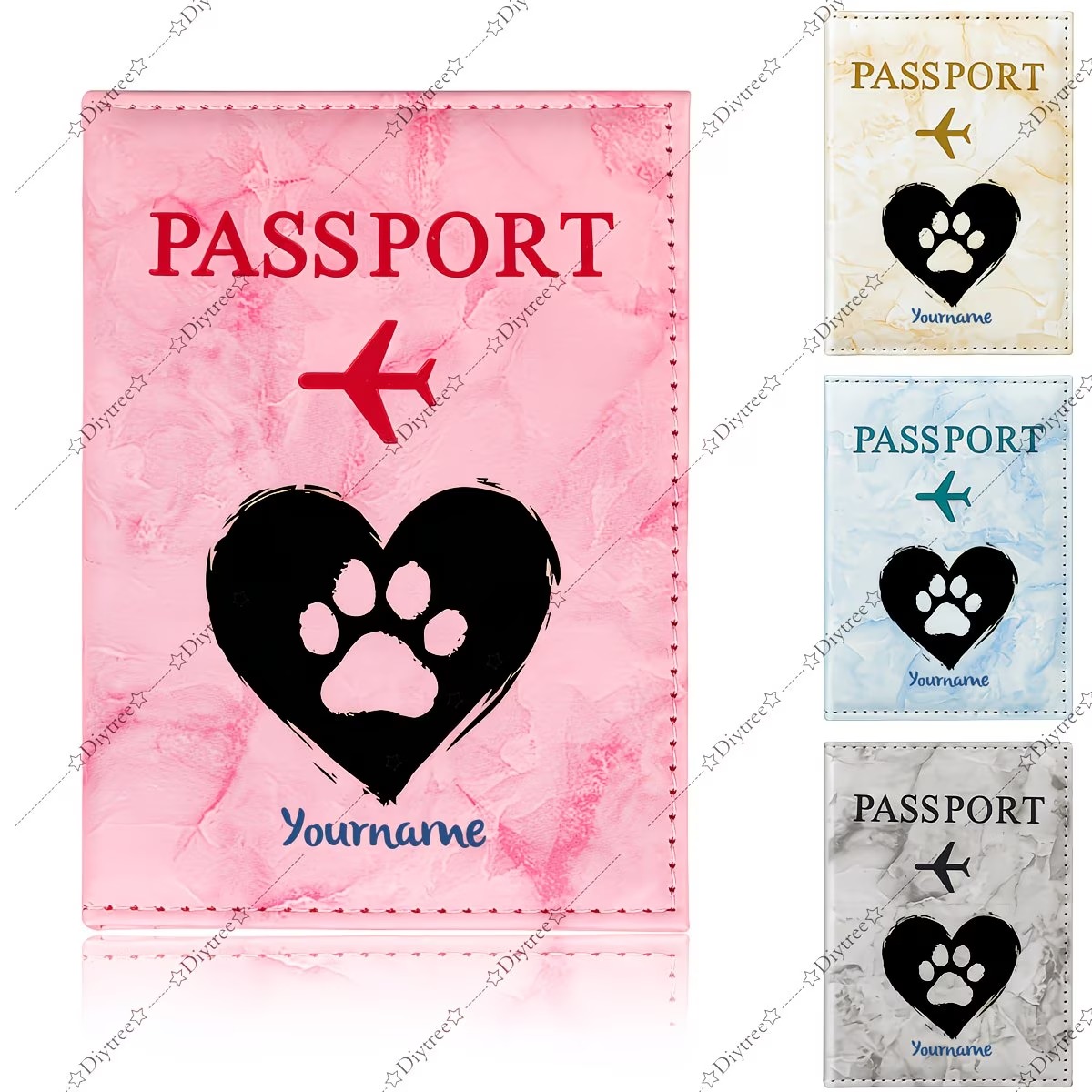 Travel Accessories Useful - 맞춤형 하트와 발자국 애완동물 여권 커버