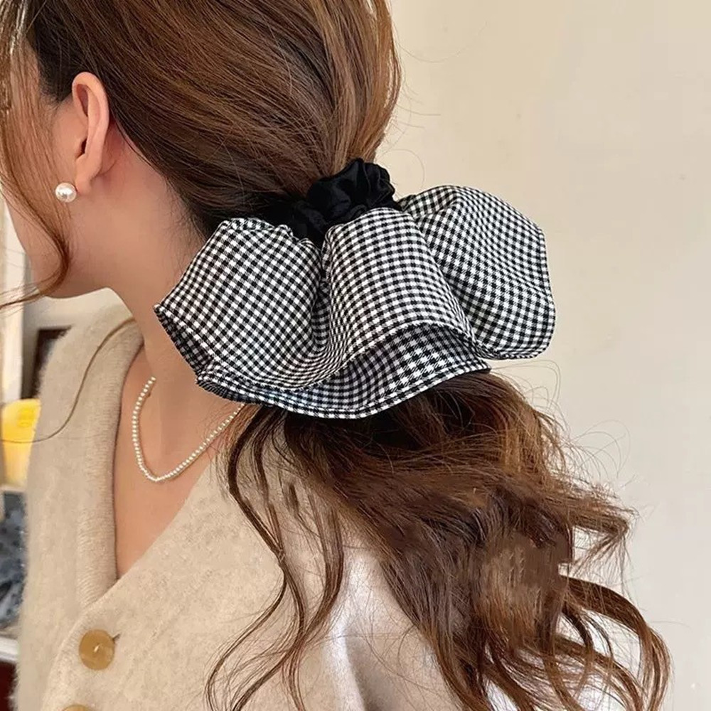 초대형 격자 무늬 헤어 타이 탄성 밴드 여성의 새로운  - Travel Accessories High End 리뷰 및 가격