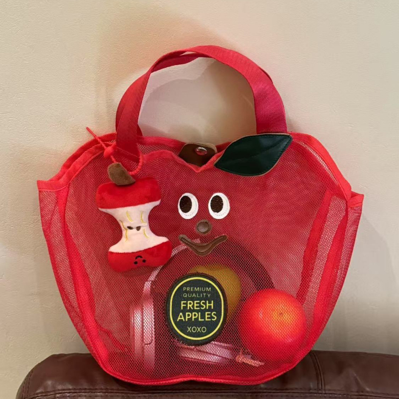 귀여운 애플 메쉬 핸드백 틈새 시장 과일 모양의 숄더백 - Travel Accessories Toiletry Bag 리뷰 및 가격