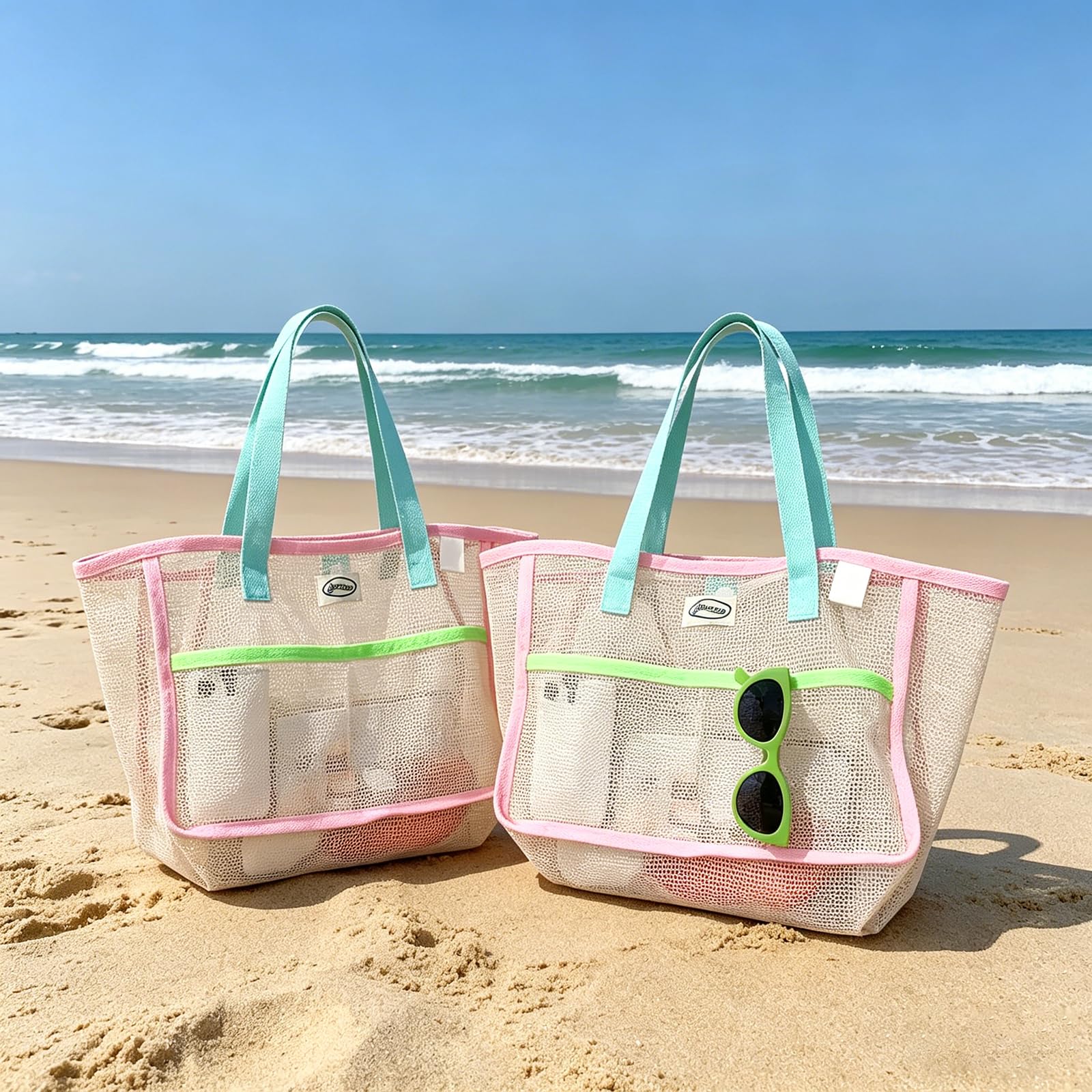 여성용 비치백, 화려한 접이식 그물망 모래 가방, 여행 - Travel Accessories Us 리뷰 및 가격